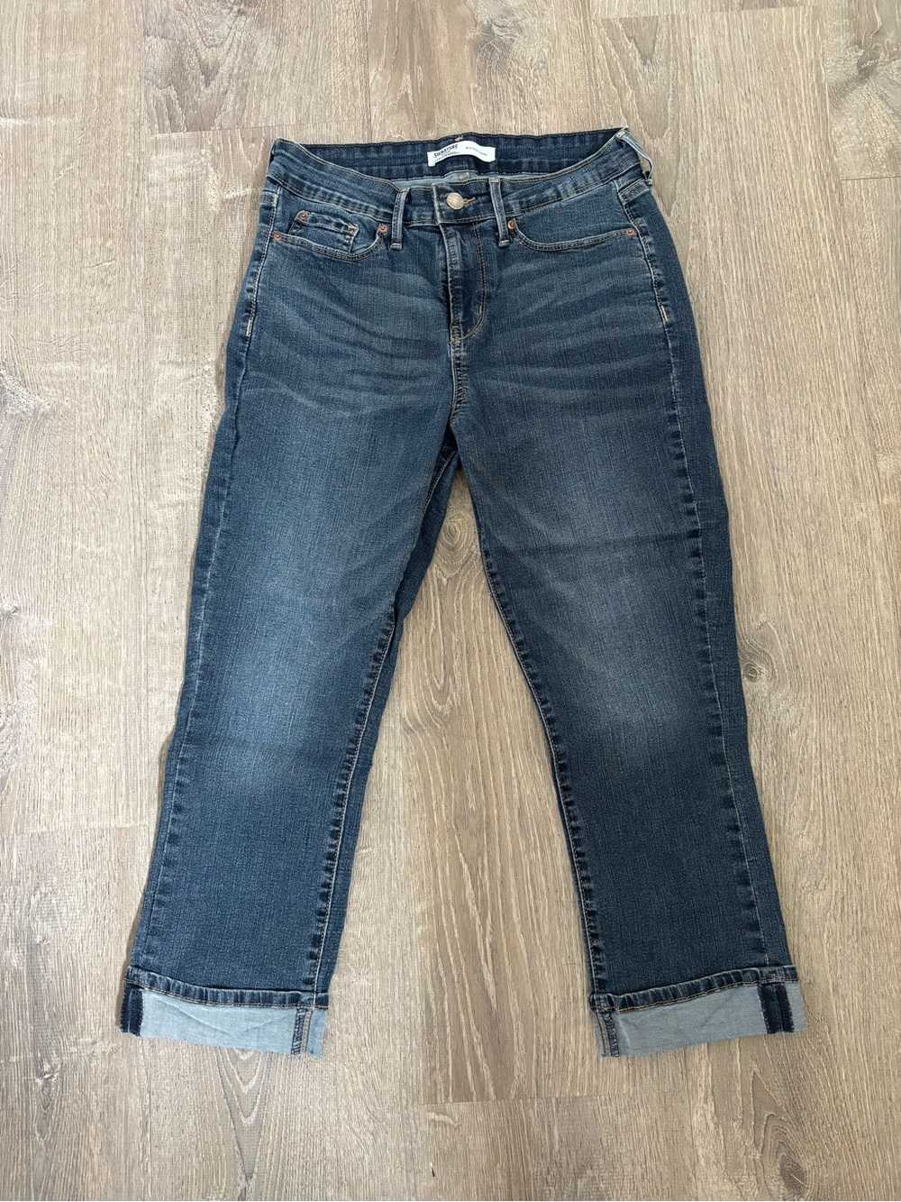 Signature by Levi Strauss Dark Blue Cropped Straight Jeans